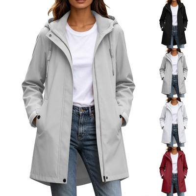 Sudadera con capucha informal de manga larga para mujer, longitud larga para uso diario