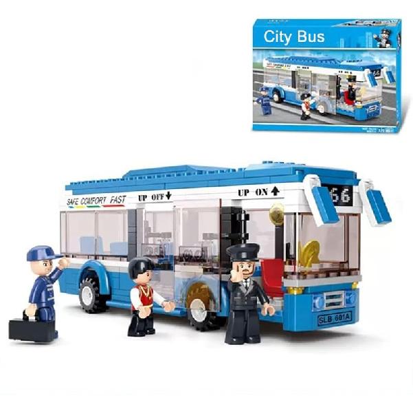 

Детский набор строительных блоков «Школьный автобус», Развивающие строительные игрушки «Автобусная станция» для мальчиков и девочек от 6 лет синий