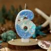 Gradual Change Blue Ocean Shell Digital Birthday Candle, Creative Birthday Party Cake Decorations, 520 Anniversary Candle