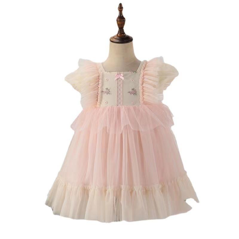 Girls Spring Autumn Princess Dress With Ruffles And Tulle Elegant Birthday Party Gown For Kids Children Clothing