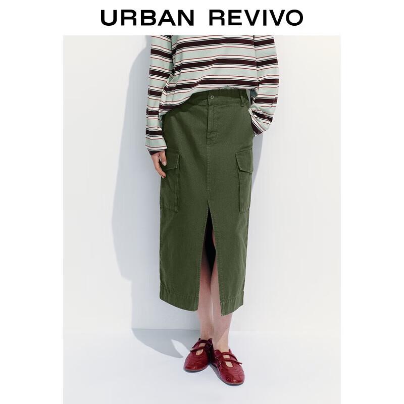 UR 2025 Autumn Women s Workwear Front Slit Casual Skirt XS