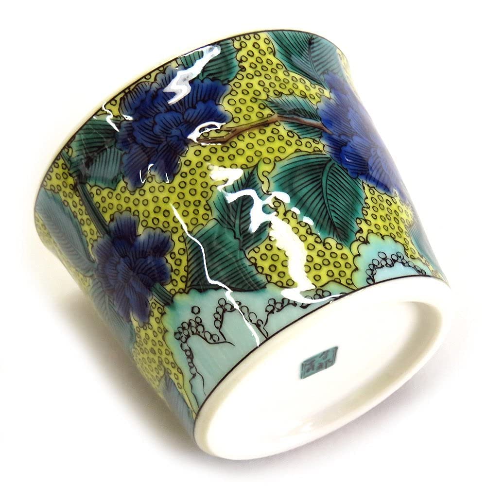 Japanese Storehouse Stylish Soba Choco Kutani Ware Soba Choko Soba with Peonies Pottery Luxury Brand Japanese Tableware Made In Japan