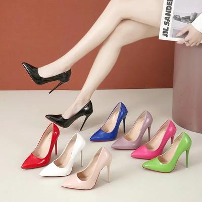 Mode Größe 35-45 Übergröße High Heels Fruchtfarbe Superfeiner Absatz Leichter Schnitt Lackleder Einzelne Schuhe Übergröße Einzelne Schuhe 12cm