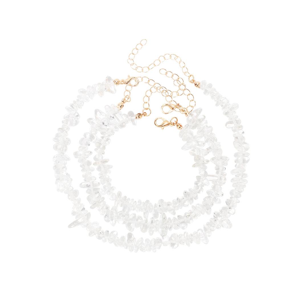 Natural stone irregular bracelet, anklet, necklace combination set, European and American accessories, fashion jewelry set. bracelet