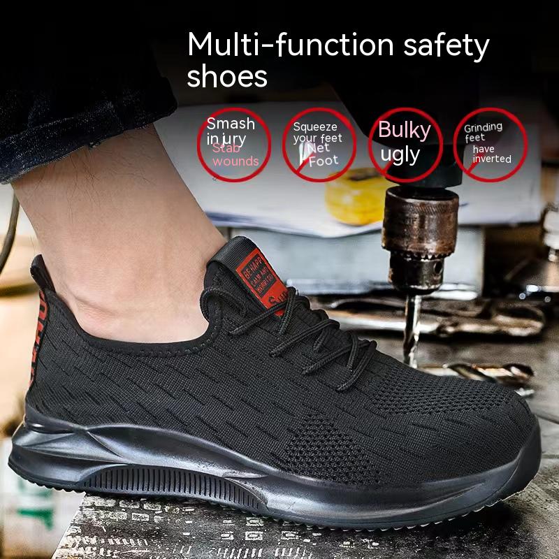 All-Season Casual Safety Footwear For Men Breathable Work Sports Shoes Steel Toe Anti-Puncture Anti-Smash Work Safety Shoes