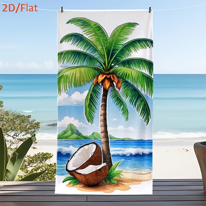 Tropical style coconut palm tree pattern polyester microfiber beach towel is highly absorbent, suitable for swimming and beach
