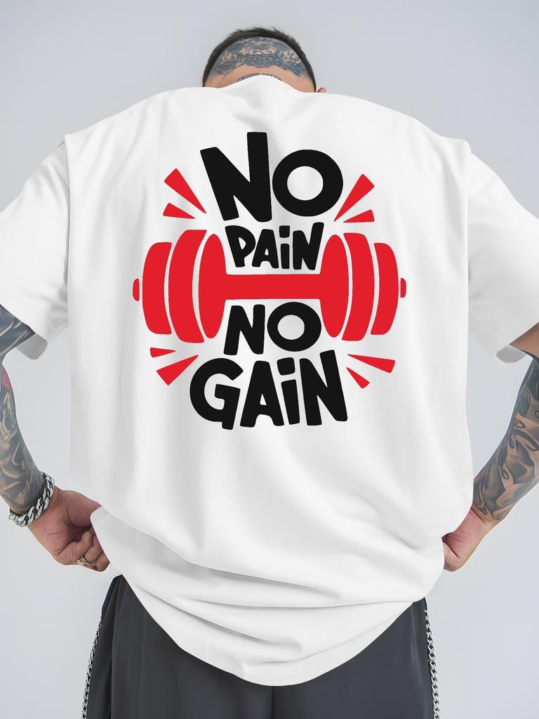Motivational Fitness Quotes Urban Style Loose and Breathable Summer Mens Casual Tshirt with Short Sleeves Fashionable Design