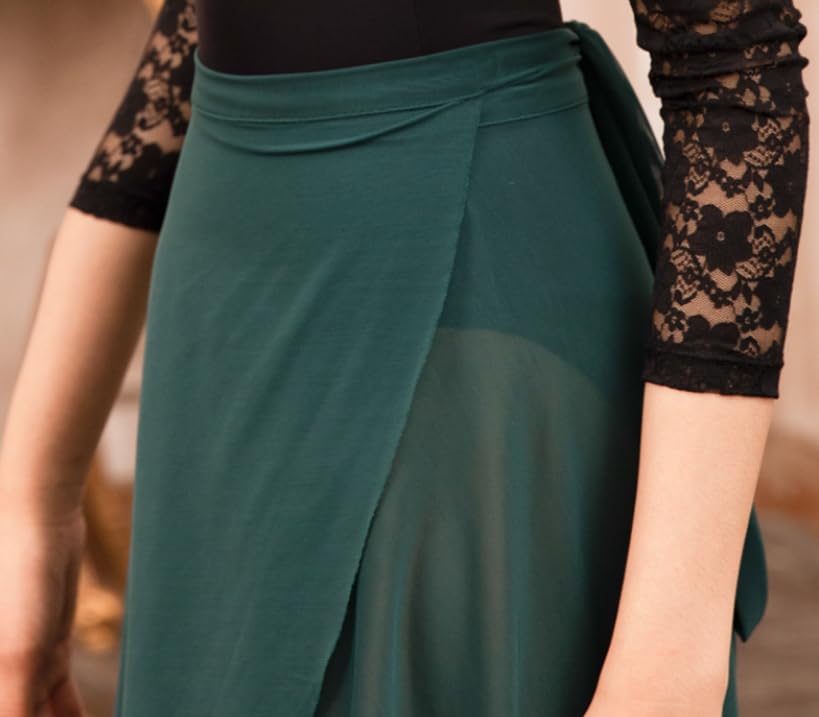 ProDance Long Skirt Ribbon Ballet Leotard PSL010B Women's (Green)