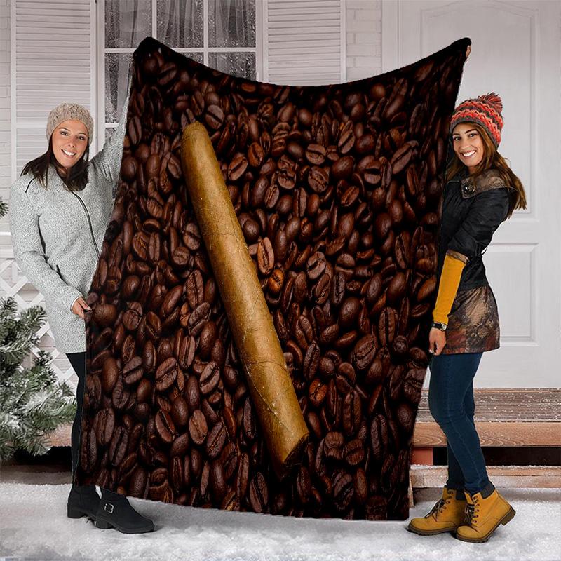 Coffee Bean Cigar Blanket Soft Comfortable All Seasons Perfect Sofa Office Naps Trips Birthday Gift Christmas Present