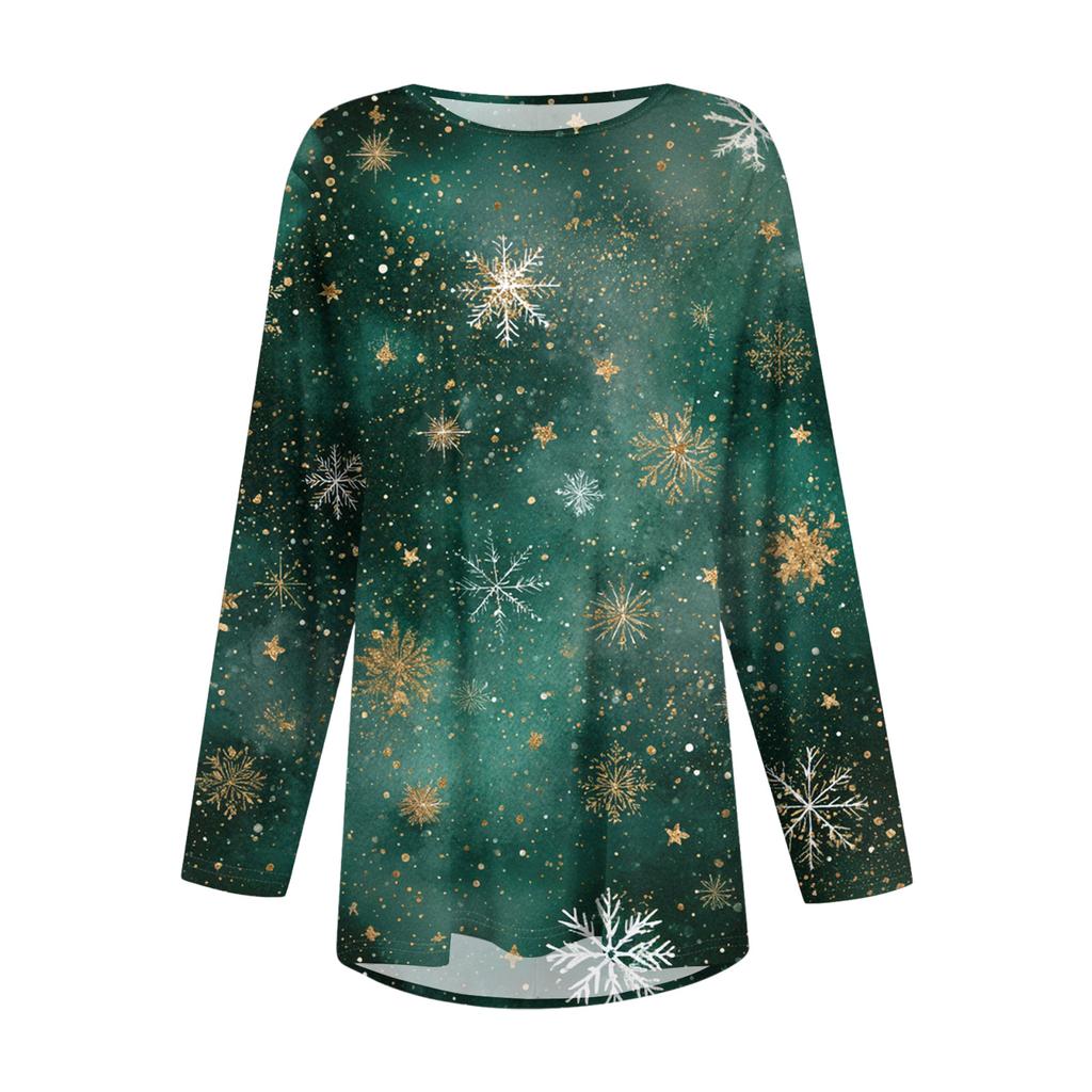 Women's Fashionable Casual Long Sleeved Plus Size  Print Top Plus Size Floral Print Top