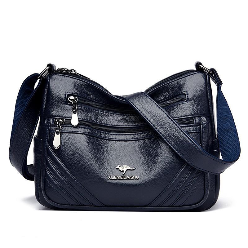 

2026 New Fashionable Soft Leather Retro Mother Bag Middle-aged Women s Temperament Cross-body Casual Light Large Capacity Female one size темно-синього кольору