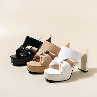 Pantuflas de Tacón Súper Alto para Mujer Verano 2026 Nueva Moda con Tira Cruzada Frescas Chanclas de Tacón de Bloque Alto para Mujer