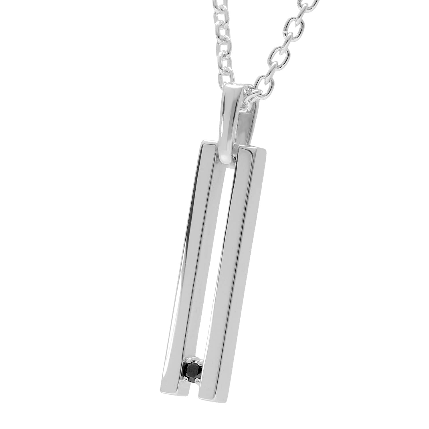 

Gin no Slit Bar Necklace for Sterling Silver Simple Silver with Zirconia Bar [Shinjuku Kura] Men, 925, Plate,