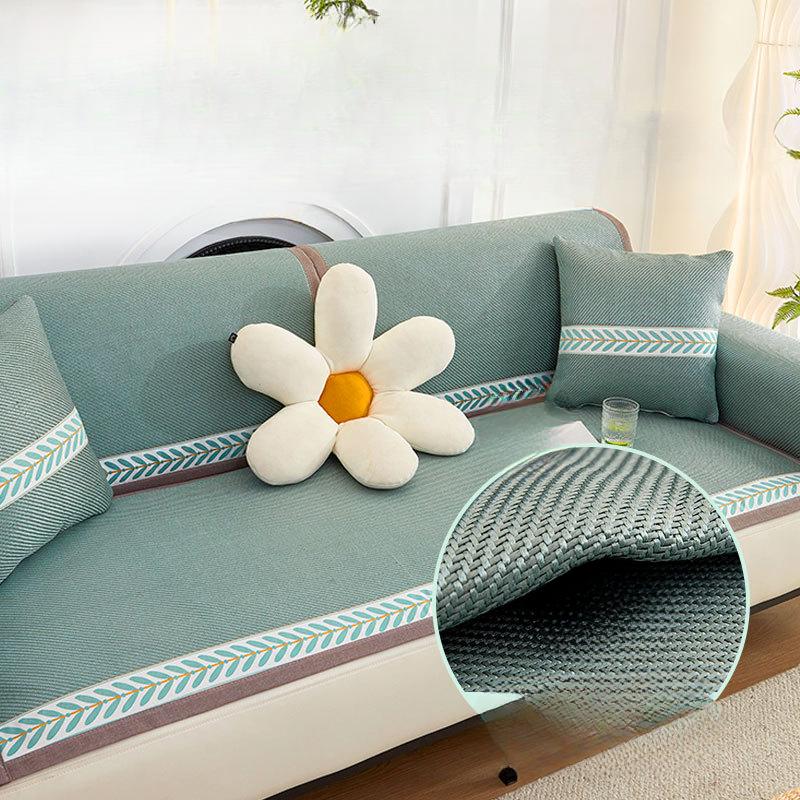 Summer Wormwood Mat Sofa Cushion Non-Slip Rattan Mat Four Seasons Universal Light Luxury Sofa Cover Simple Full Cover