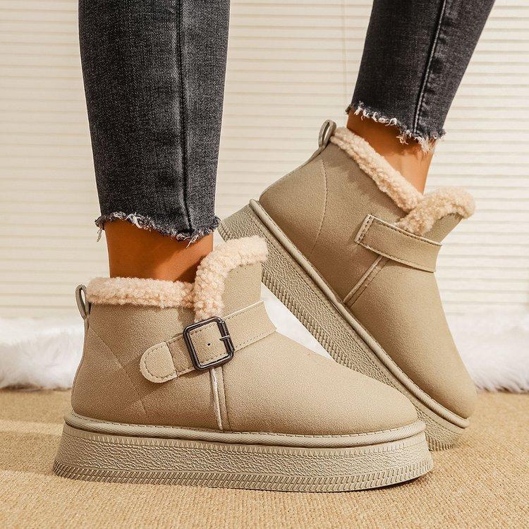 Large Size Platform Snow Boots for Women, 2025 Autumn/winter New Fleece, Thickened and Warm Birkenstock Sleeve Cotton Boots for Women