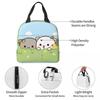 Peach and Goma Insulated Lunch Bags for Work School Picnic Cartoon Mochi Cat Leakproof Cooler Thermal Lunch Box for Women Kids