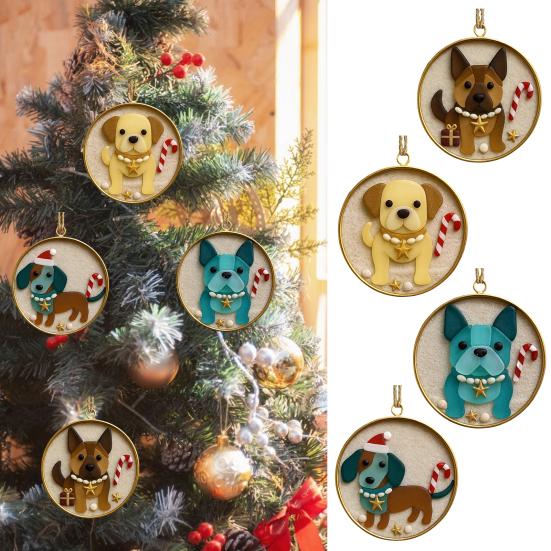Psí vánoční ozdoby z mořského skla Ručně vyráběné umění z mořského skla Závěsné ozdoby pro psy Sběratelské předměty Dárky pro milovníky psů