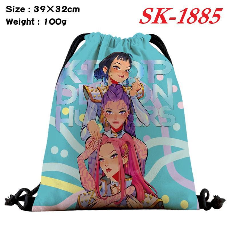 Demon Hunters Drawstring Bag Lightweight Backpack Cartoon Print Travel Fitness Clothes Storage
