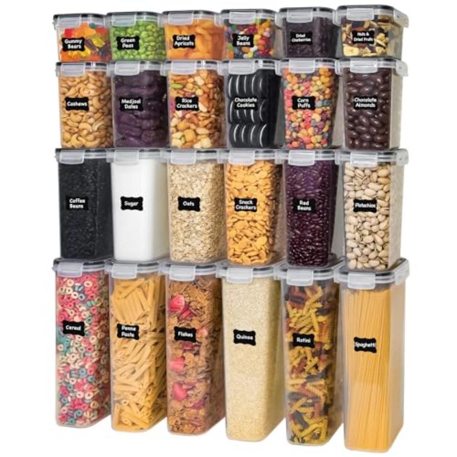 Kitchen Storage Containers with Lids 48 PCS Airtight Food Storage Containers Plastic Kitchen Containers Pantry Containers for C United States