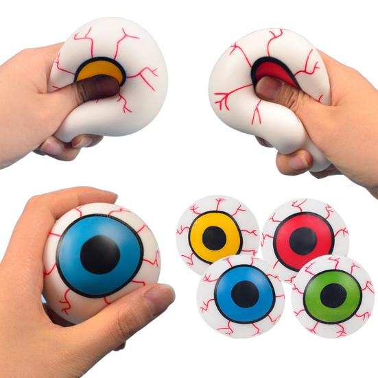 Halloween Augapfel Quetschspielzeug Realistischer TPR Stressabbau Ball Knebel Scherz Fidget für Kinder Erwachsene Tragbares Dekompressions-Gadget für Angst Partygeschenke