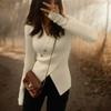 French Style Slim Fit Pullovers Knit Tops Solid Color V-neck Sweaters Autumn And Winter  Long Sleeve Women Clothes 29763