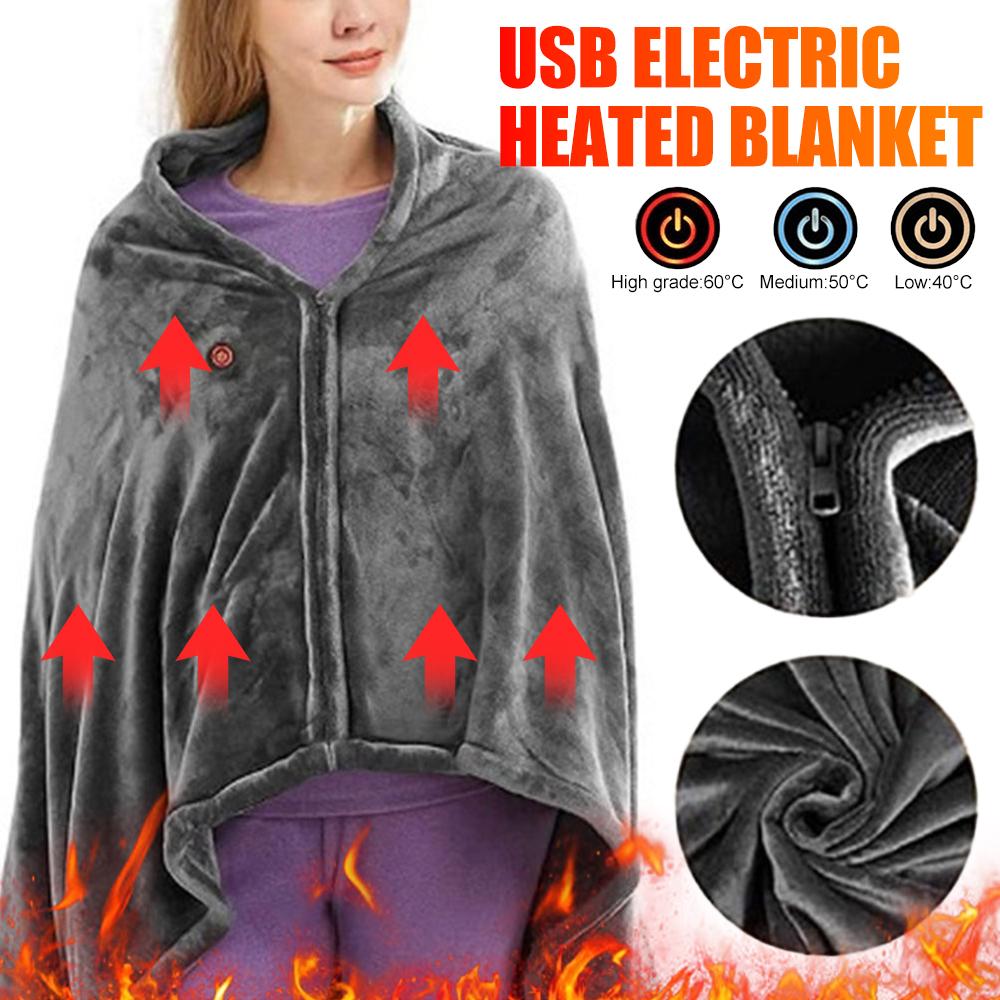 Electric Heating Blanket Velvet USB Heated Blanket Shawl Winter Wearable Heated Blanket Winter Warm Shawl For Outdoor Home Offic