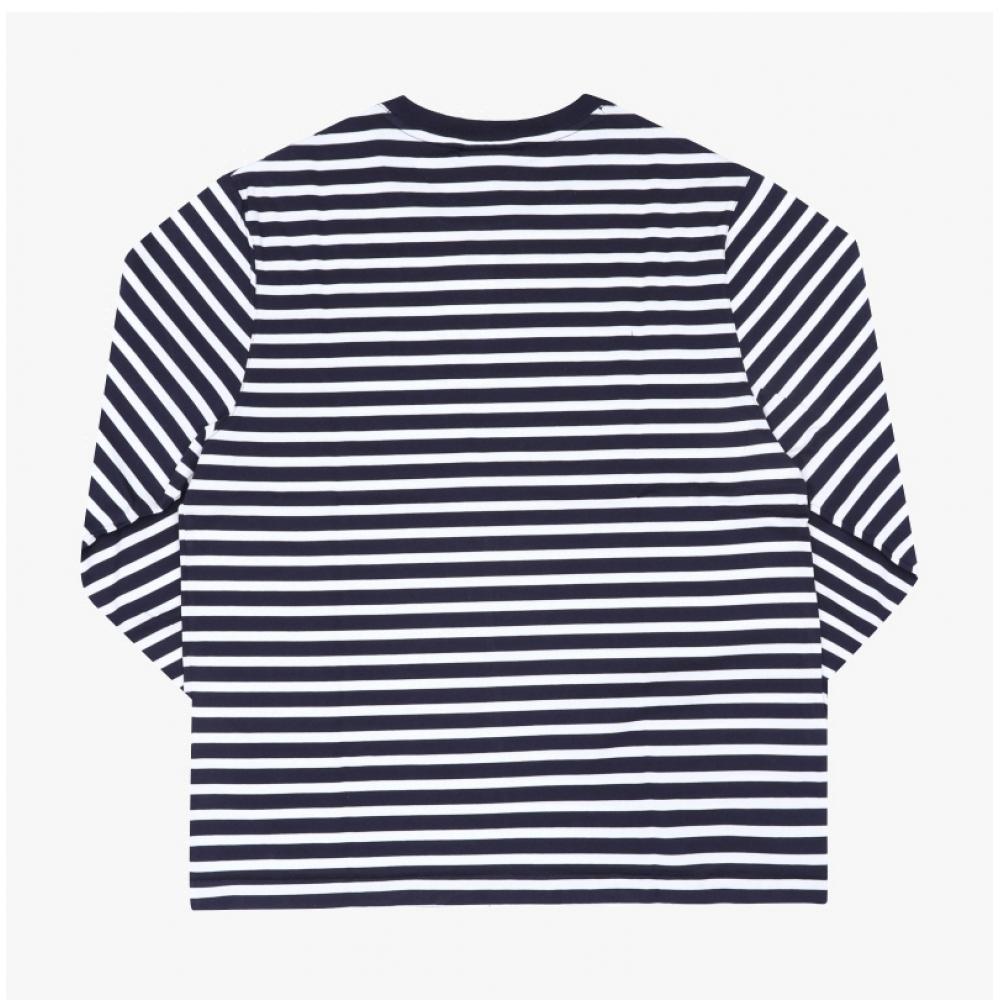 MaiSon KiTSune Men S Long Sleeve T ShirT Bold Fox Head paTch STripe Pm00122kj004