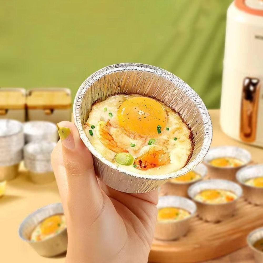 50Pcs Disposable Baking Cup Tray Food Grade Cupcake Mold Aluminum Tin Foil Baking Pans  Egg