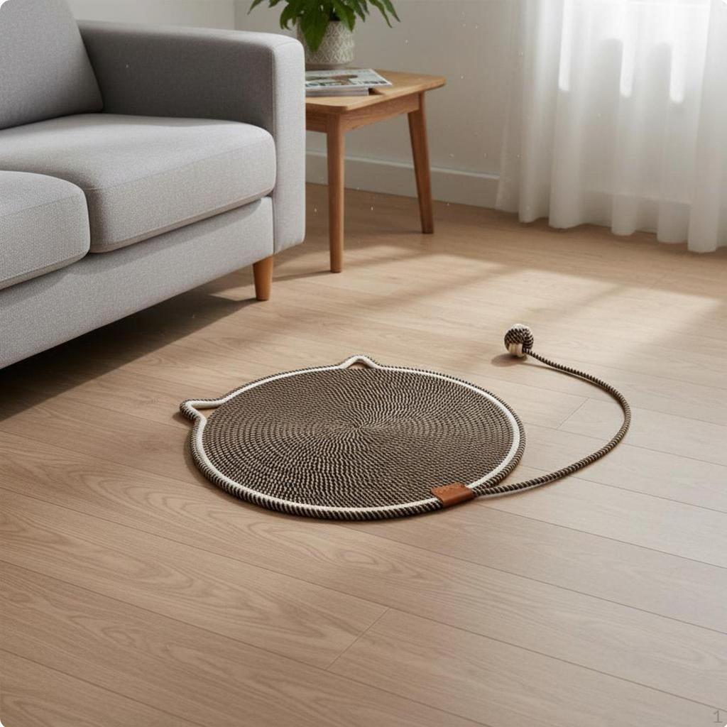 Round Cat Scratch Mat LowShed Scratching Pad for Indoor Cats, Kittens Pink 35CM