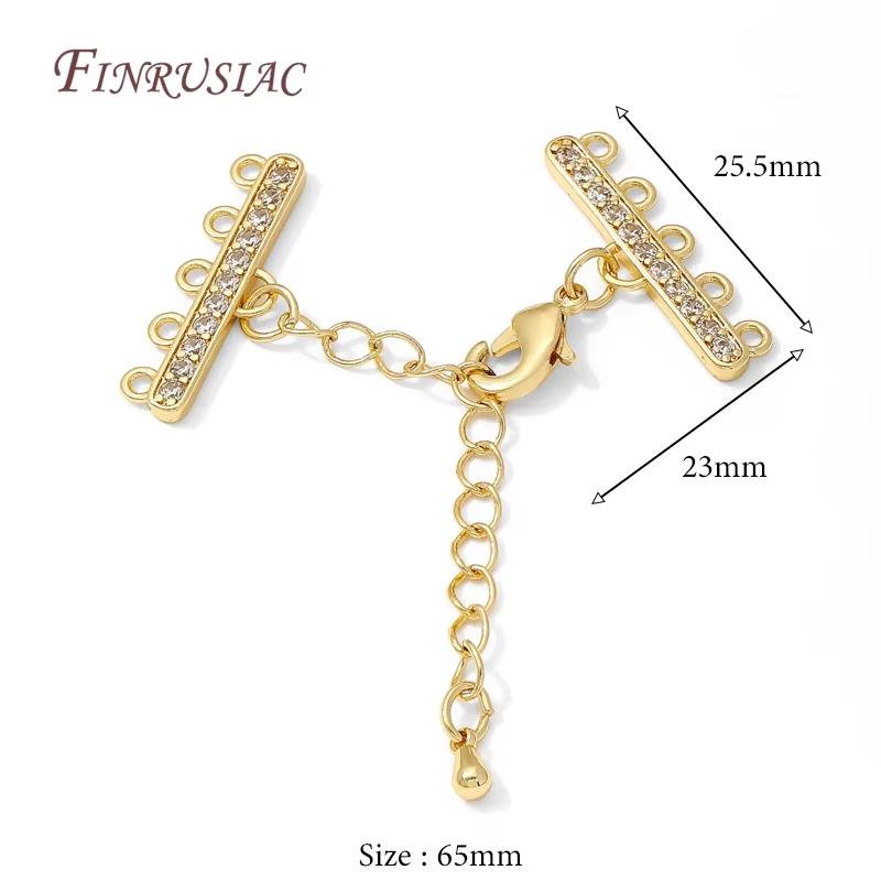 2 Sizes 18K Gold Plated Lobster Clasp with Extension Chain Connector For Jewelry Making,DIY Multi-row Pearl Necklace Accessories
