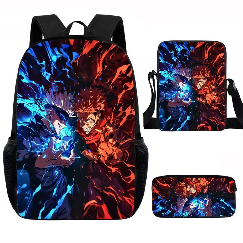 Anime Cartoon School Backpack Set Kids