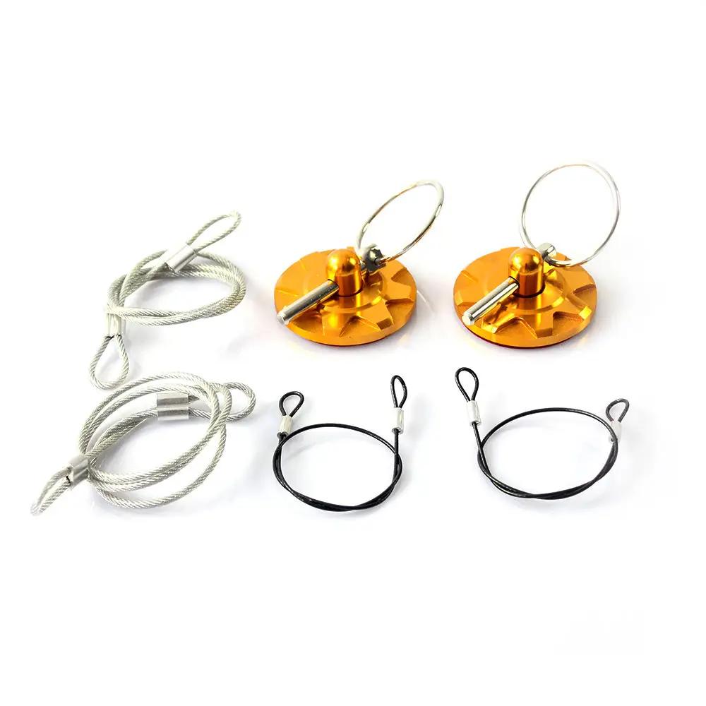 Universal Aluminum Hood Pins Lock with Quick Latch Rope Hood Lock Clip Kit for Racing Car Engine Bonnets without Drilling