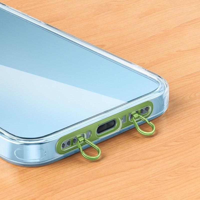 Not Loss Double Hook Phone Lanyard Side Mount Pad Metal Lanyard Clip with Two Rings Corrosion Resistant Clip for Phone