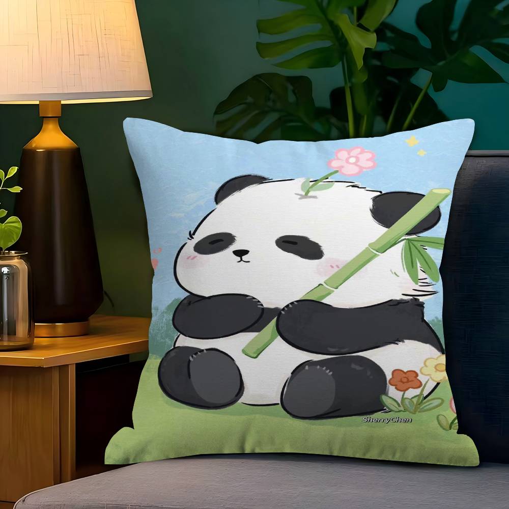Cute Cartoon Panda Office Cushion Pillowcase Car Cushion Cover45X45CM Lumbar Pillowcase Sofa Pillowcover