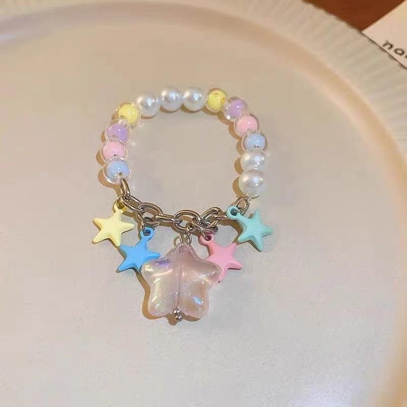 Lightweight Luxury Colorful Star Bracelet Handmade Resin Sweet Chic Dopamine Design For Women