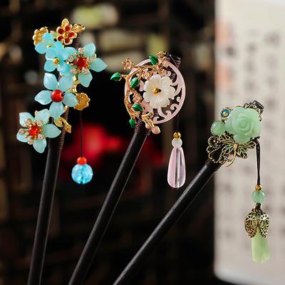 1PC Hair Accessories Elegant Wooden Exquisite Tassel Pretty Ancient Style High-end Flower Classical Hairpin