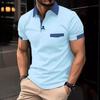 Herren-Sommer-Polohemd mit Farbblock und Taschen – lockeres Sport-T-Shirt