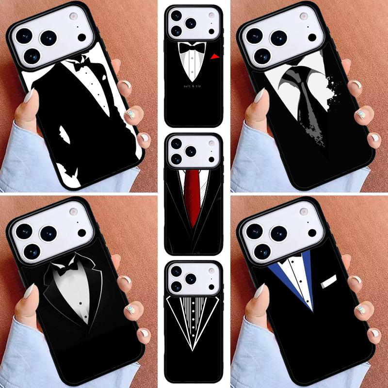 Cool Man Suit Shirt Tie Phone Case for iPhone 16e 15 14 13 12 17 Pro Max Plus Air 17pro Cover Coque