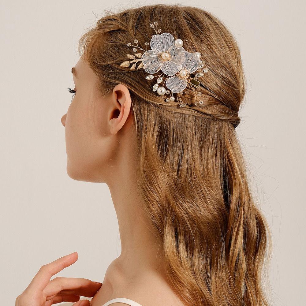French Style Bridal Hair Clip Silk Flower Wedding Headdress Korean Bride Hairpin  Bride Accessories