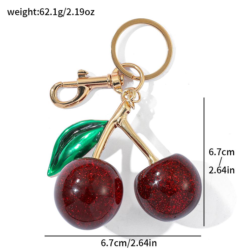 Fruit Cherry Bag Chain Charm Keychain Exquisite Red Cherry Key Chain for Women Bag Purse Pendant Accessories Gift