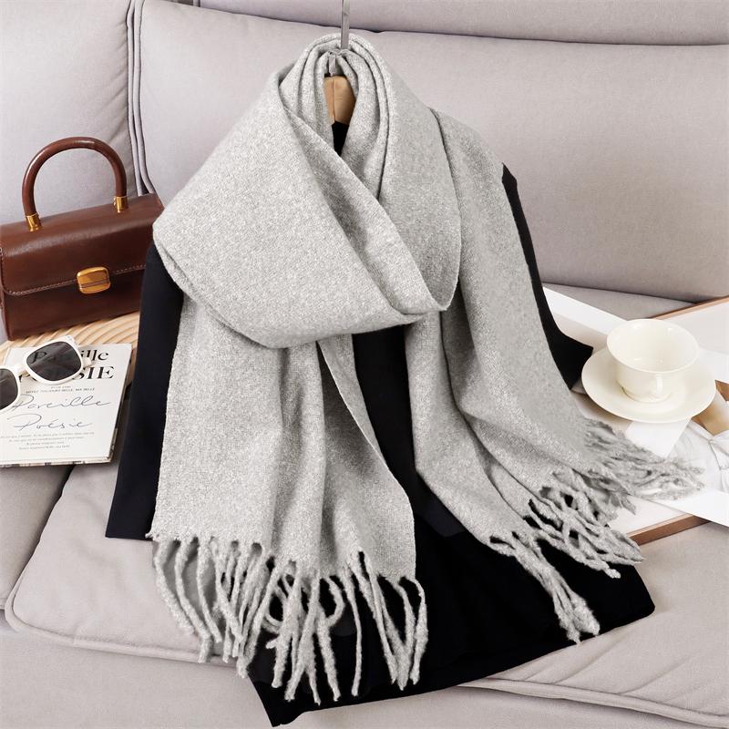 Luxury 2 Colours Cashmere Scarf Women Autumn Winter Shawl Pashmina Handkerchief Lady Pareo Soft Outdoor Windproof Travel Bufanda