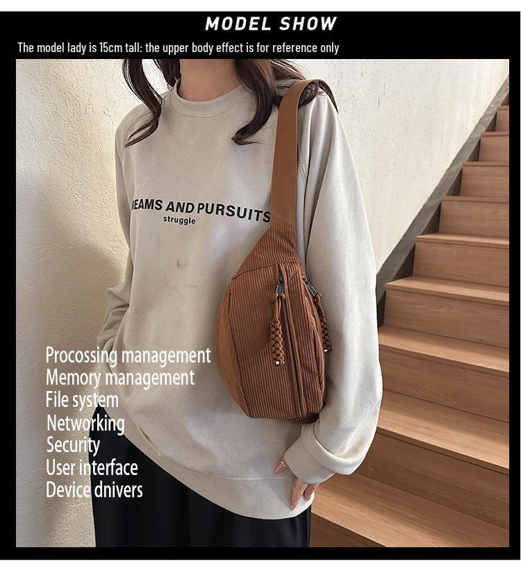 Corduroy Casual Sporty Crossbody Bag with Large Capacity