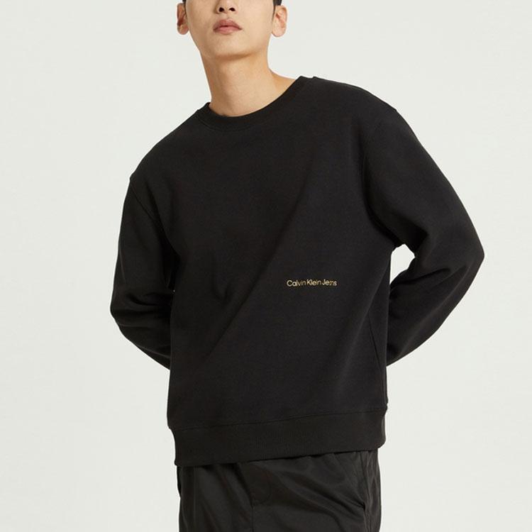 Calvin Klein Tiger Stripe Letter Print Crew Neck Long Sleeve Sweatshirt Unisex sweatshirt Black J400110-BEH