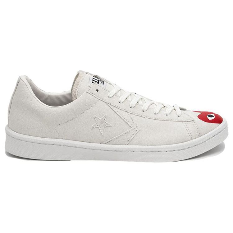 Comme Des Garçons Play X Converse Pro Leather Durable Breathable Low-Top Skate Shoes Unisex Sneakers White Red 34201320