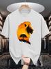 Unisex Crew Neck Tee Wild Lion Sunset Nature Art Graphic Print Soft Cotton Loose Short Sleeve Summer Casual Male Streetwear Tops