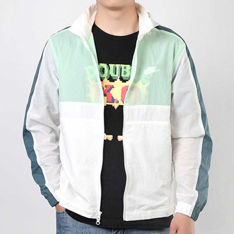 Nike Sportbekleidung Weblogo Packbare Kapuzenjacke Herren Jacken Weiß Grün CU4310-133