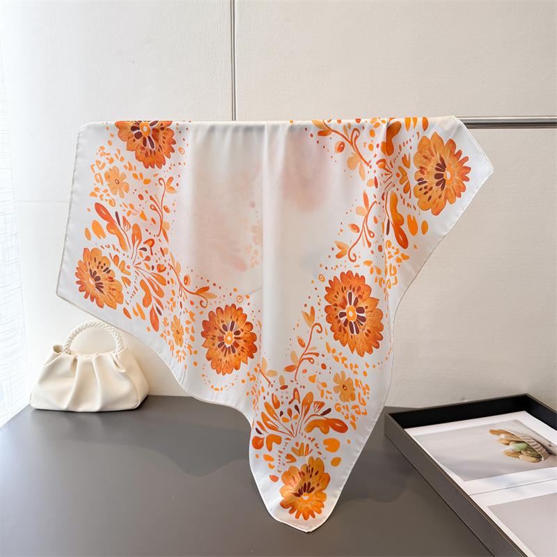 70cm Square Printed Designer Women Scarf Silk Satin Scarves Shawl Headband Hijab Bandana Wrap Bufanda Lady