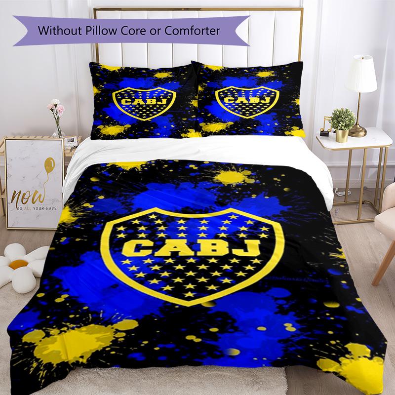 Boca Juniors Football Club Design Pattern Duvet Cover Set – includes 1 duvet cover and 2 matching pillowcases Bedroom decor Christmas gifts