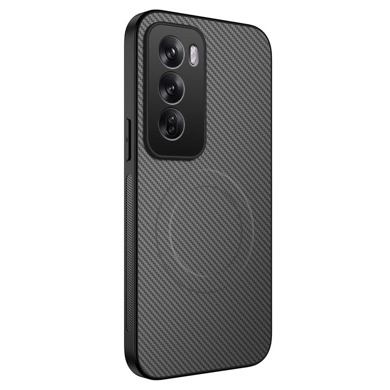 For Oppo Reno12 Pro 5G (Global) Case Compatible with MagSafe WANLONFENG TQ Series Carbon Fiber Texture PC TPU Phone Cover