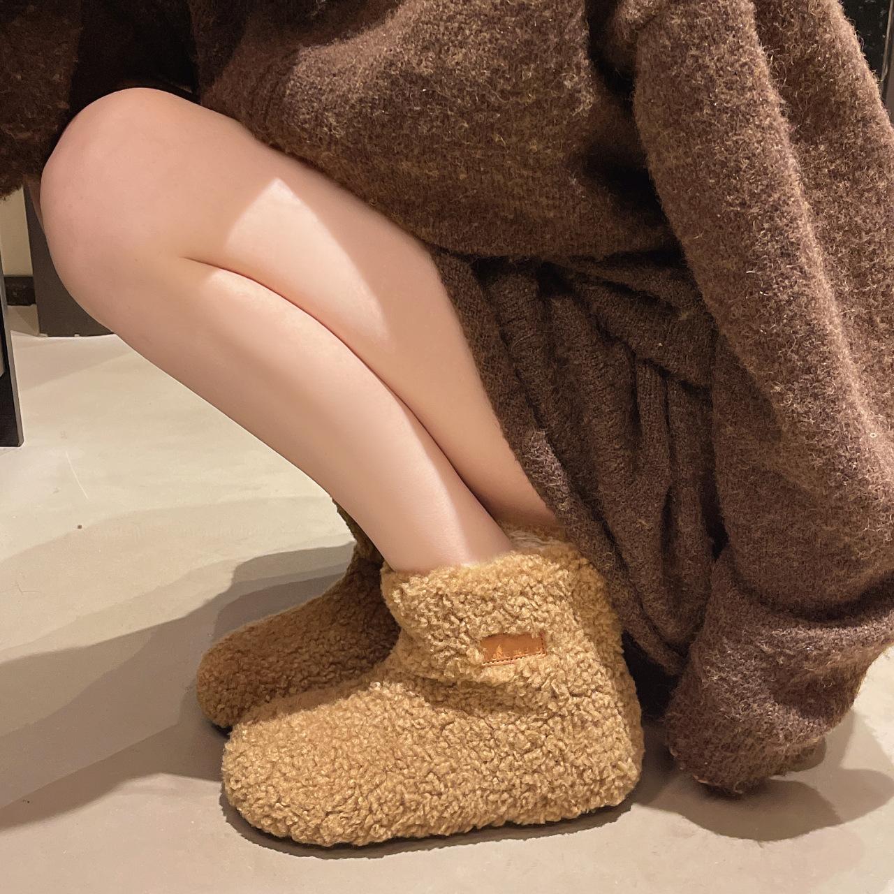 

Зимние однопедальные рукава теплые плюшевые толстоподошвенные пушистые туфли с внутренней высотой короткие женские сноубутсы 40 верблюд